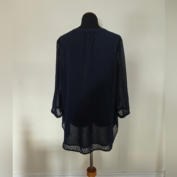 Jasmine & Juliana Elegant Navy Blue Sheer Women's Top Size XL - Picture 2 of 8
